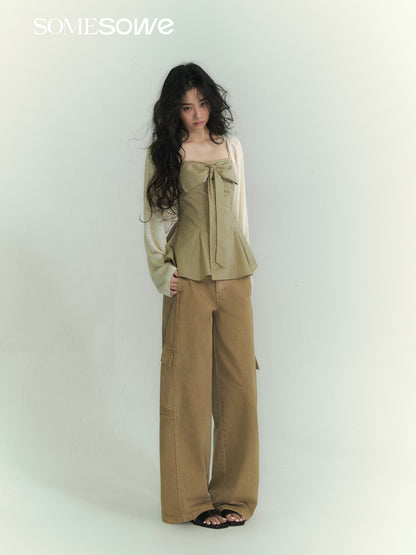 SOMESOWE S2609080&amp;S2609078 Batwing sleeve Cooling sensation cardigan + camisole