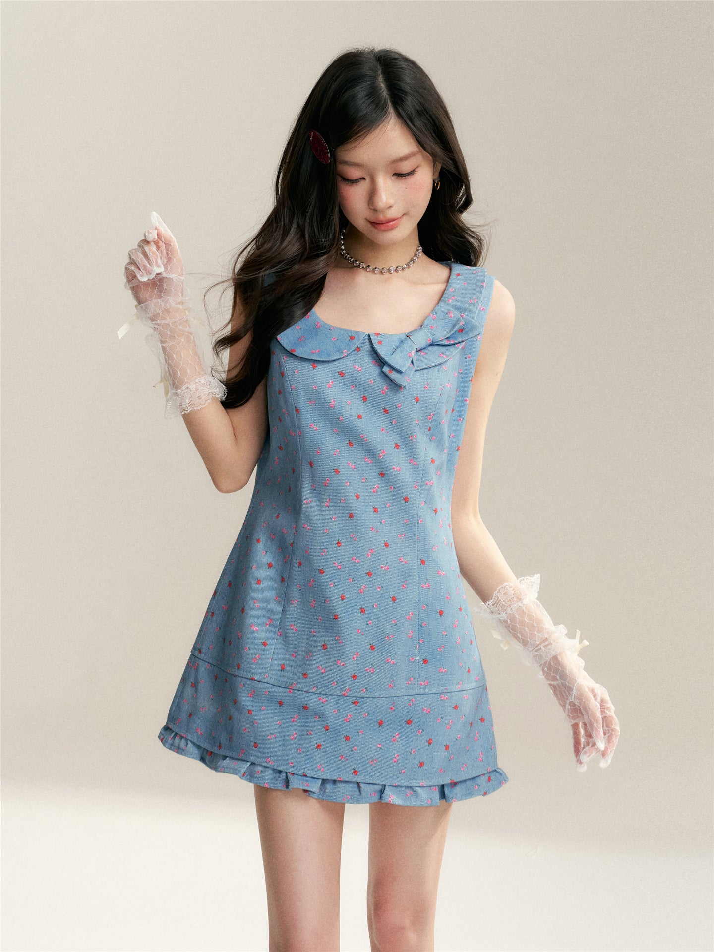 16DEWS 16D246069 A-line doll collar denim dress