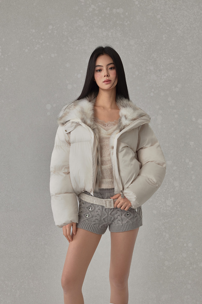 NONCESTNON N276 Fur-trimmed down jacket