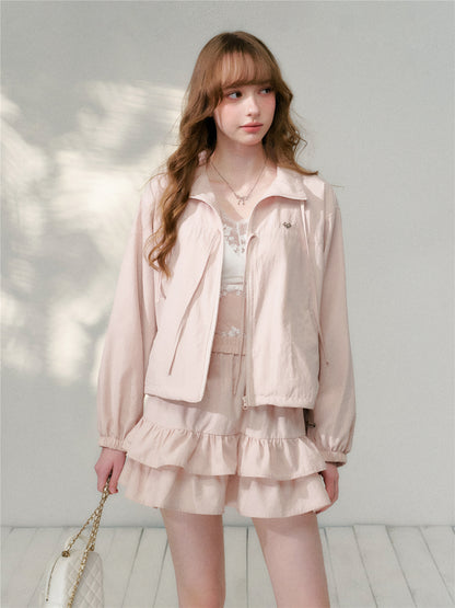 16DEWS 16D26083 Bow tie design sunscreen jacket + skirt set