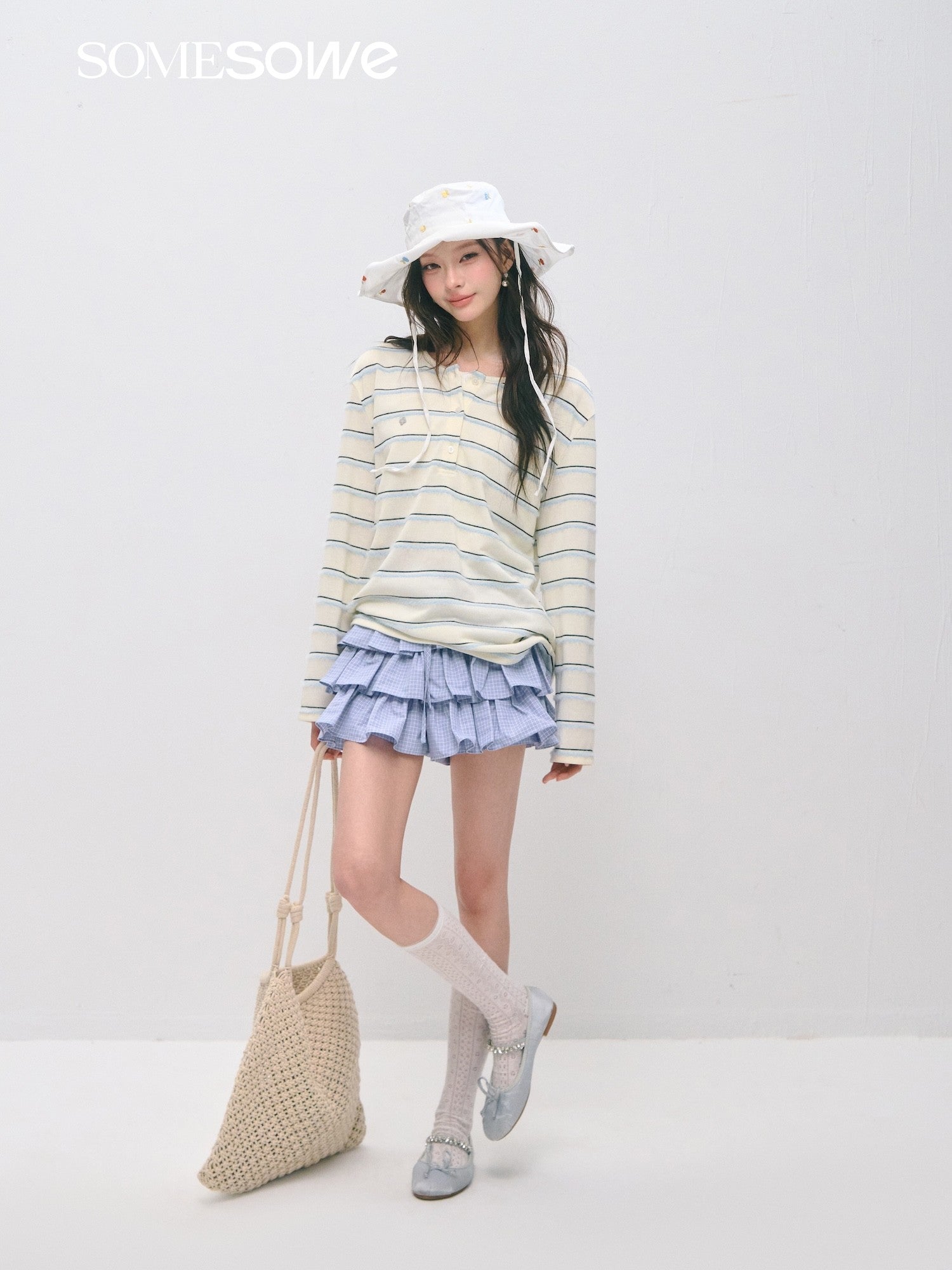 SOMESOWE S2609027 Fake two wide spaced striped tops