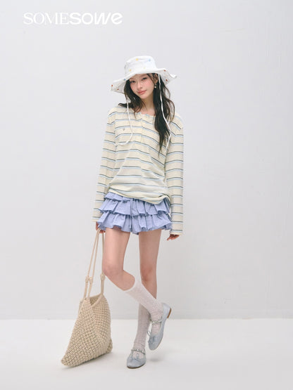 SOMESOWE S2609027 Fake two wide spaced striped tops