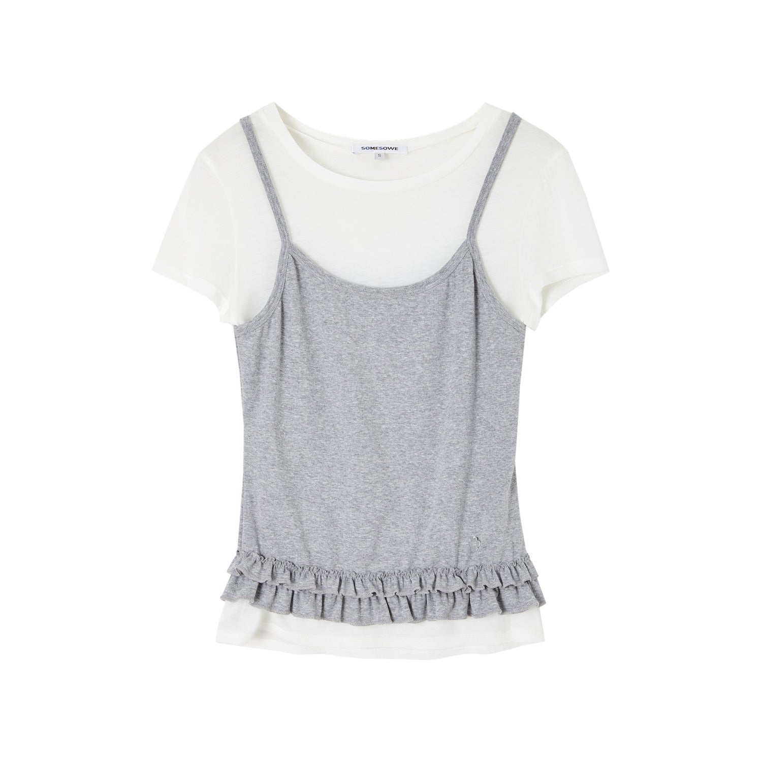 SOMESOWE S2609085 Folding edge short sleeved two-piece set