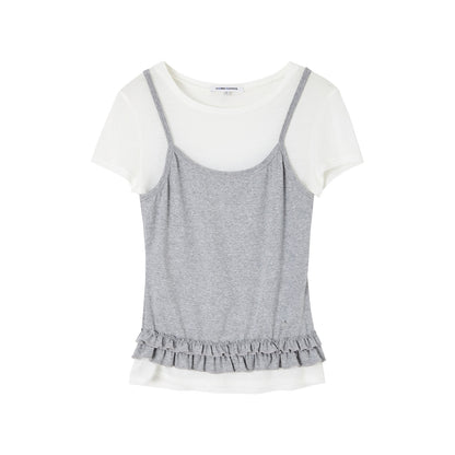 SOMESOWE S2609085 Folding edge short sleeved two-piece set