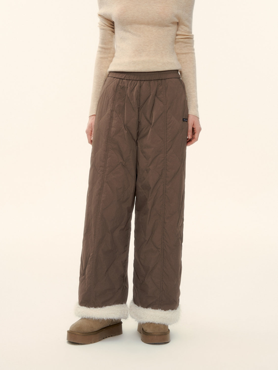 AsGony ASG25614 Edge stitched elastic waist casual pants