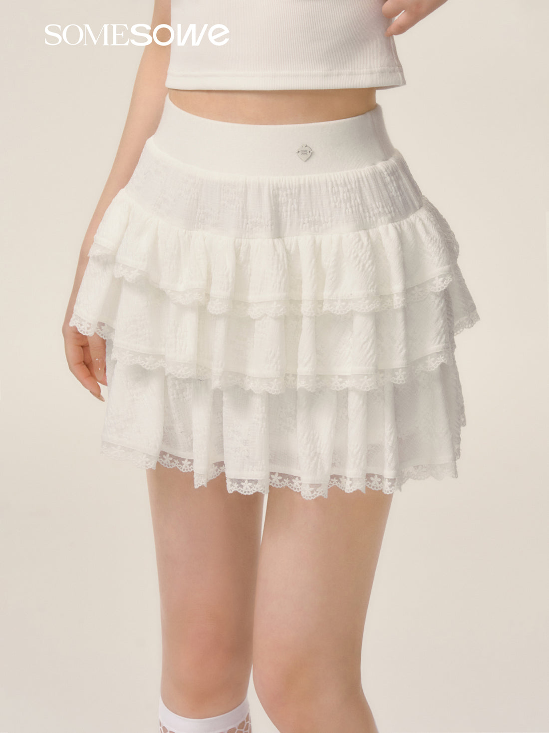 SOMESOWE S2508021 Lace lace fluffy skirt(2color)