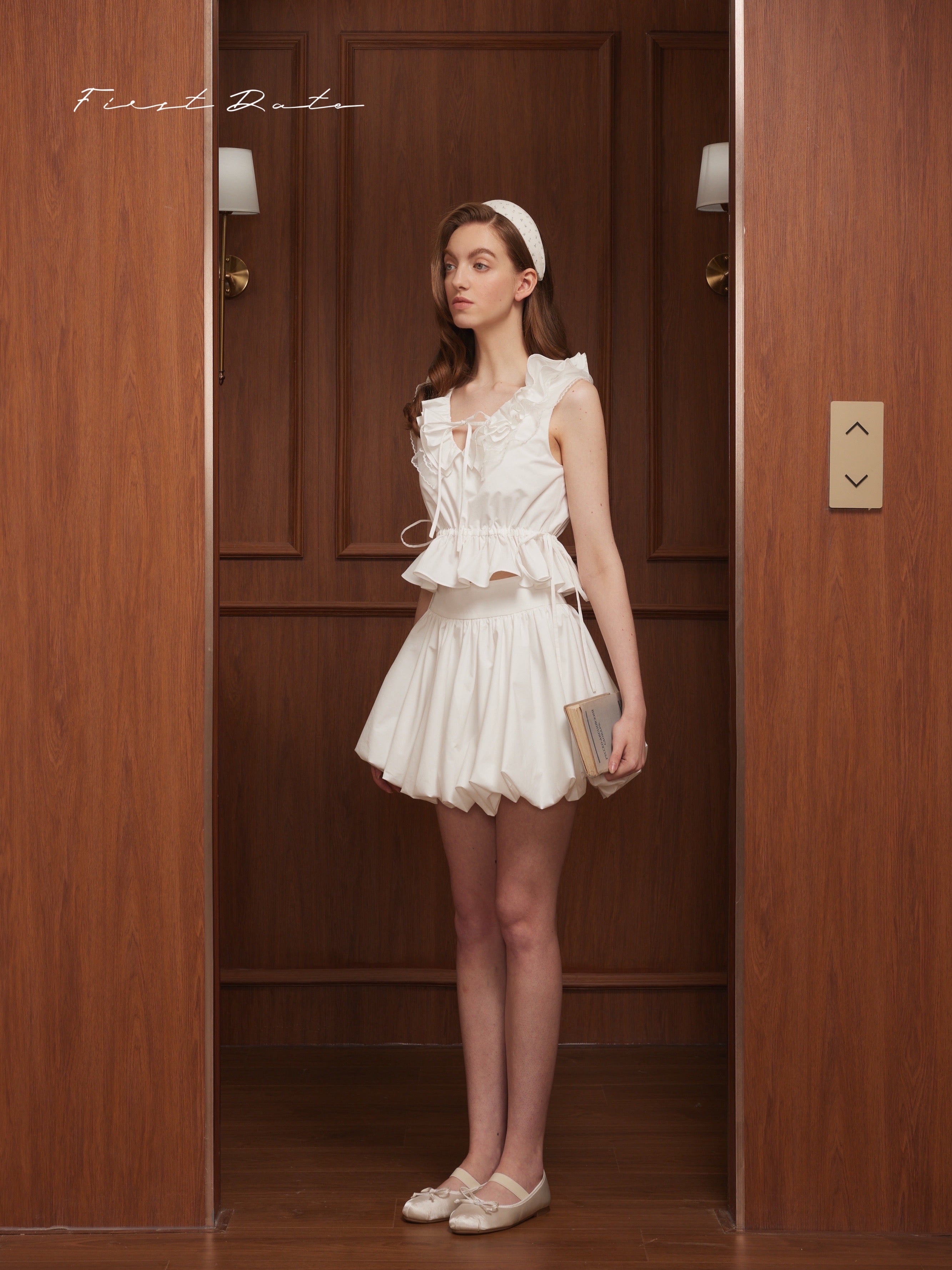 First Date Ruffle edge pleated dress &amp; Top and shorts set
