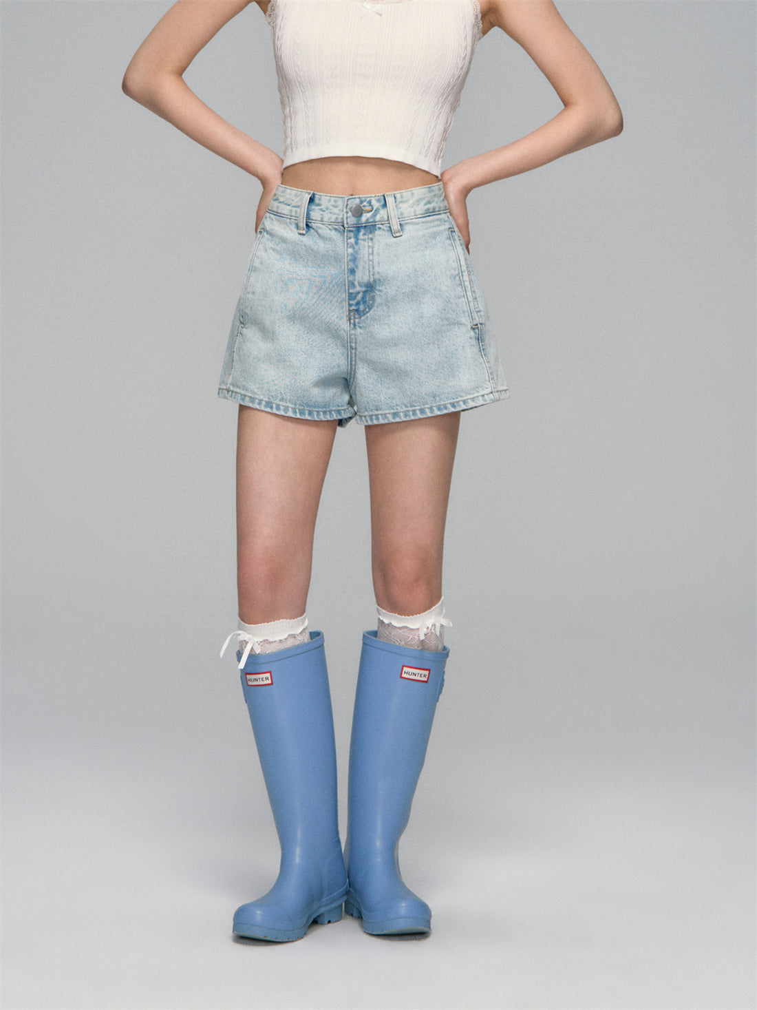 AsGony ASG25123 High waisted minimalist A-line shorts