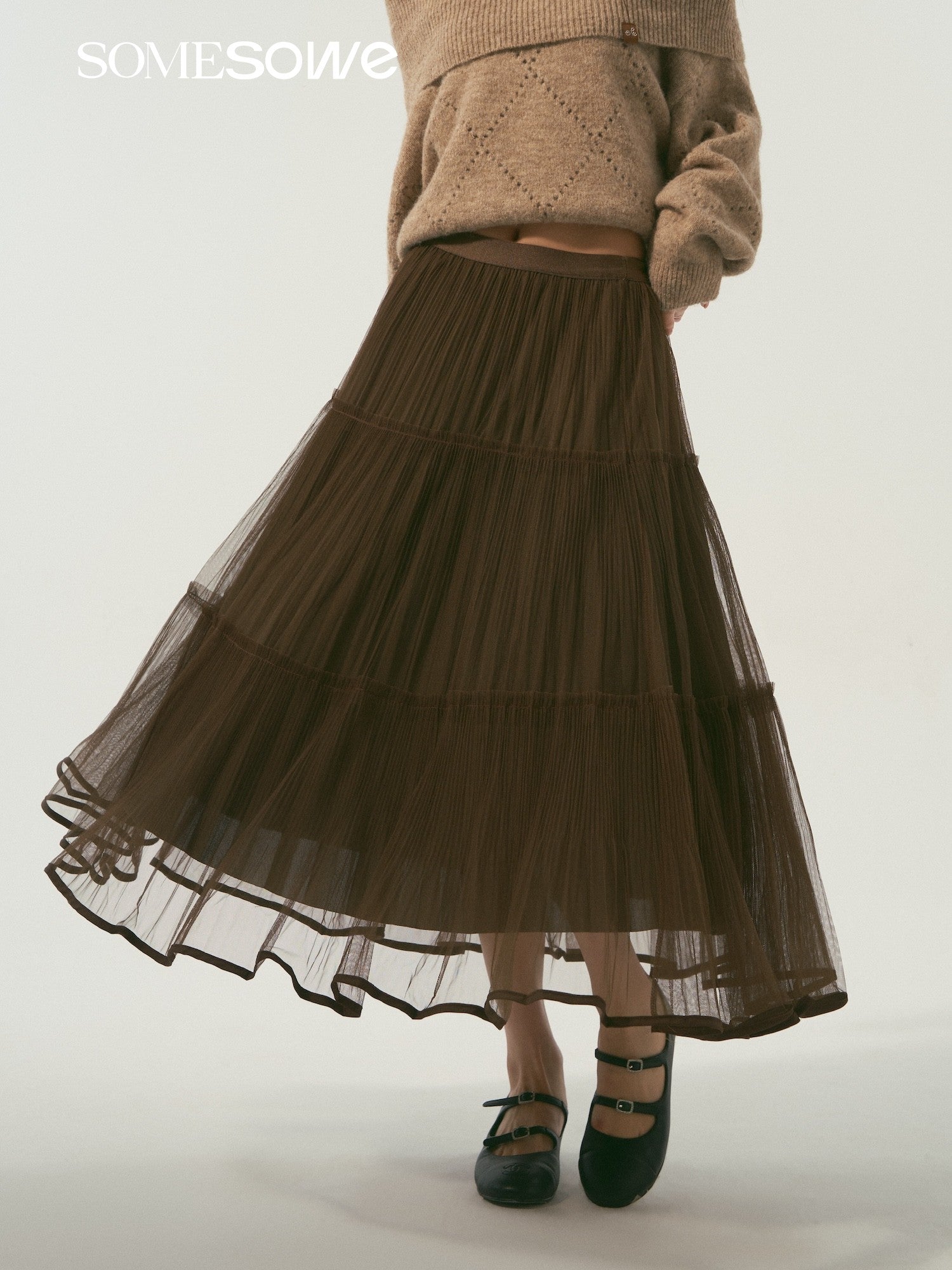 SOMESOWE S2509012 Double sided pleated yarn skirt