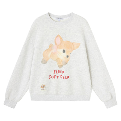 SOMESOWE S2508317 Little deer velvet round neck long sleeved sweatshirt
