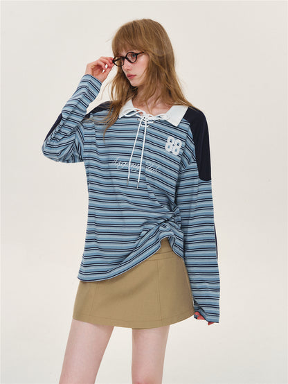 Asgony ASG26564 Stripe Jersey Polo Shirt