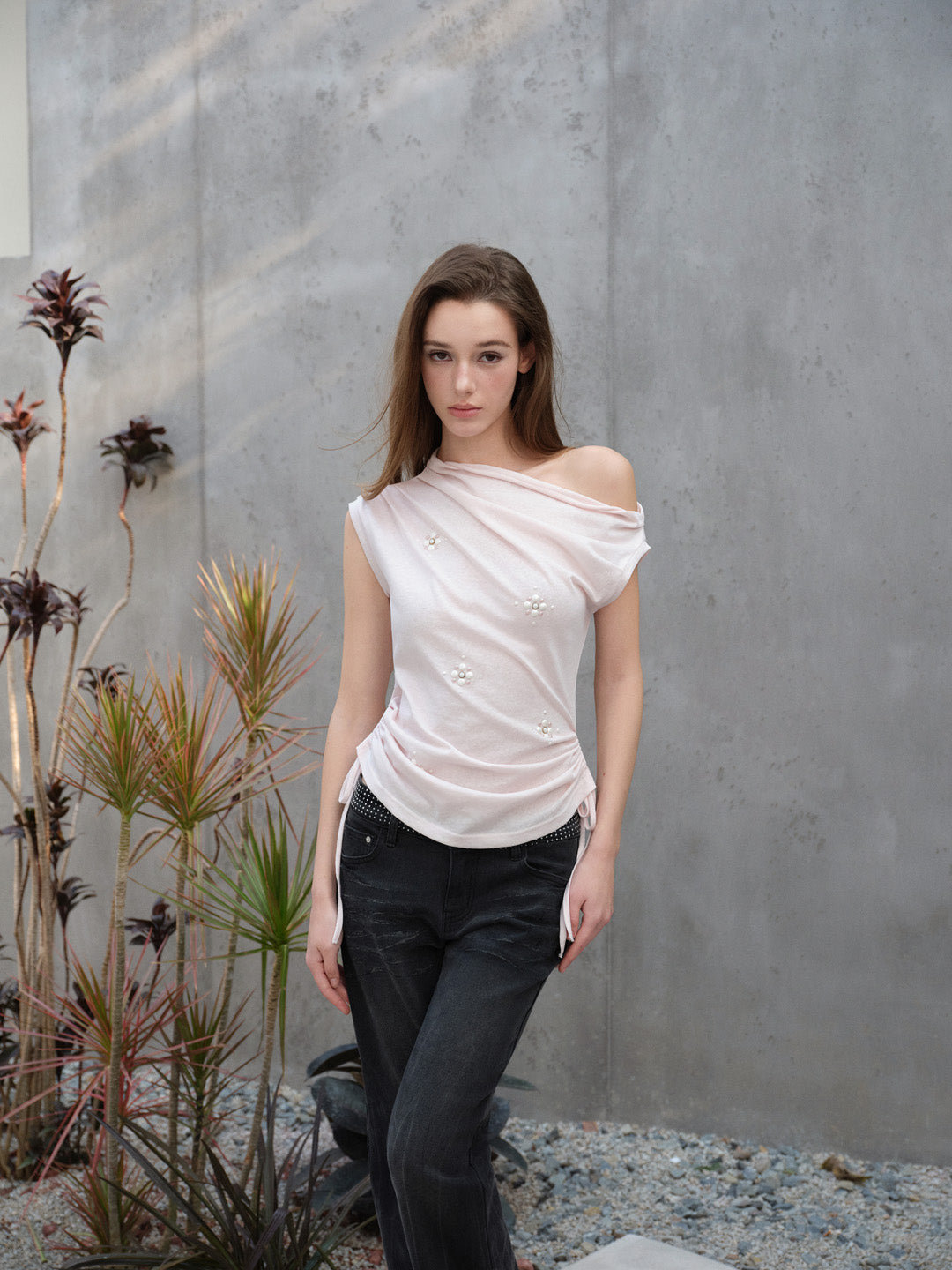 NONCESTNON N303 Pink gemstone T