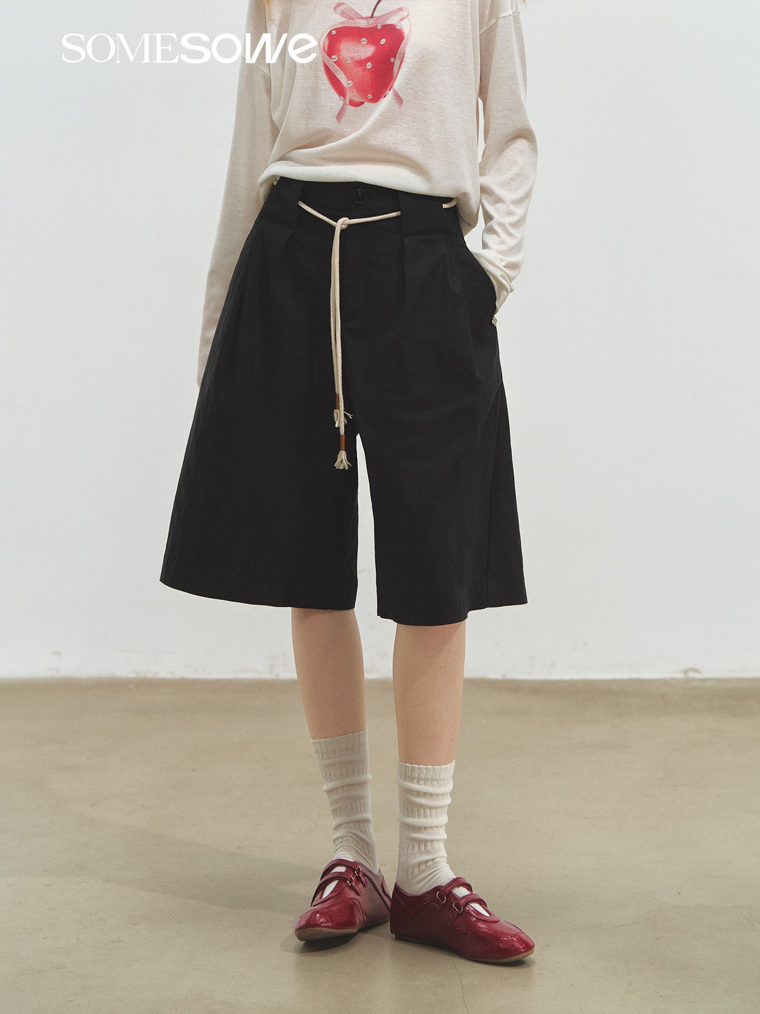SOMESOWE S2508168 Ruffle casual mid length pants
