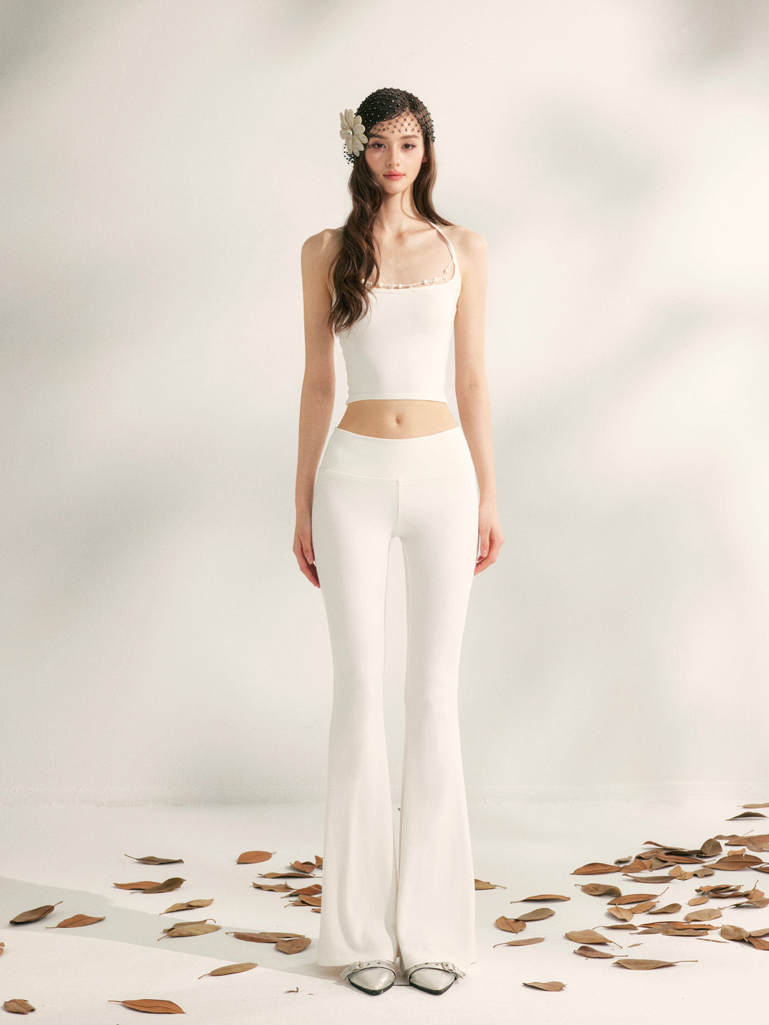 YZZI HE Beaded knit camisole + yoga pants set