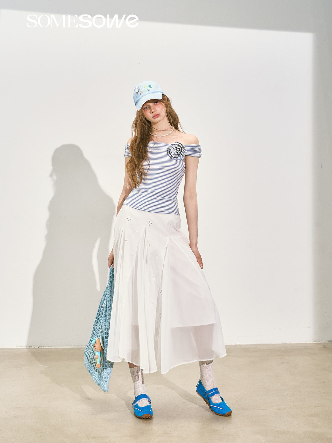 SOMESOWE S2508145 Striped rose one shoulder top