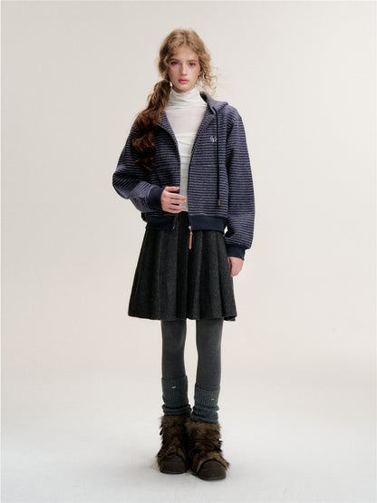 16DEWS 16D25438 Thickened striped hooded sweater jacket