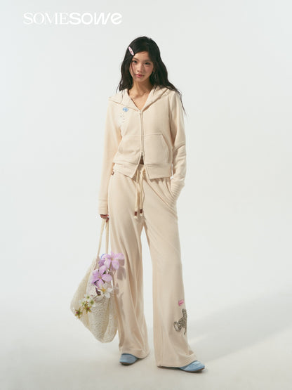 SOMESOWE S2509001&amp;S2509002 Goodnight teddy bear embroidered hooded sweatshirt+sweatpants