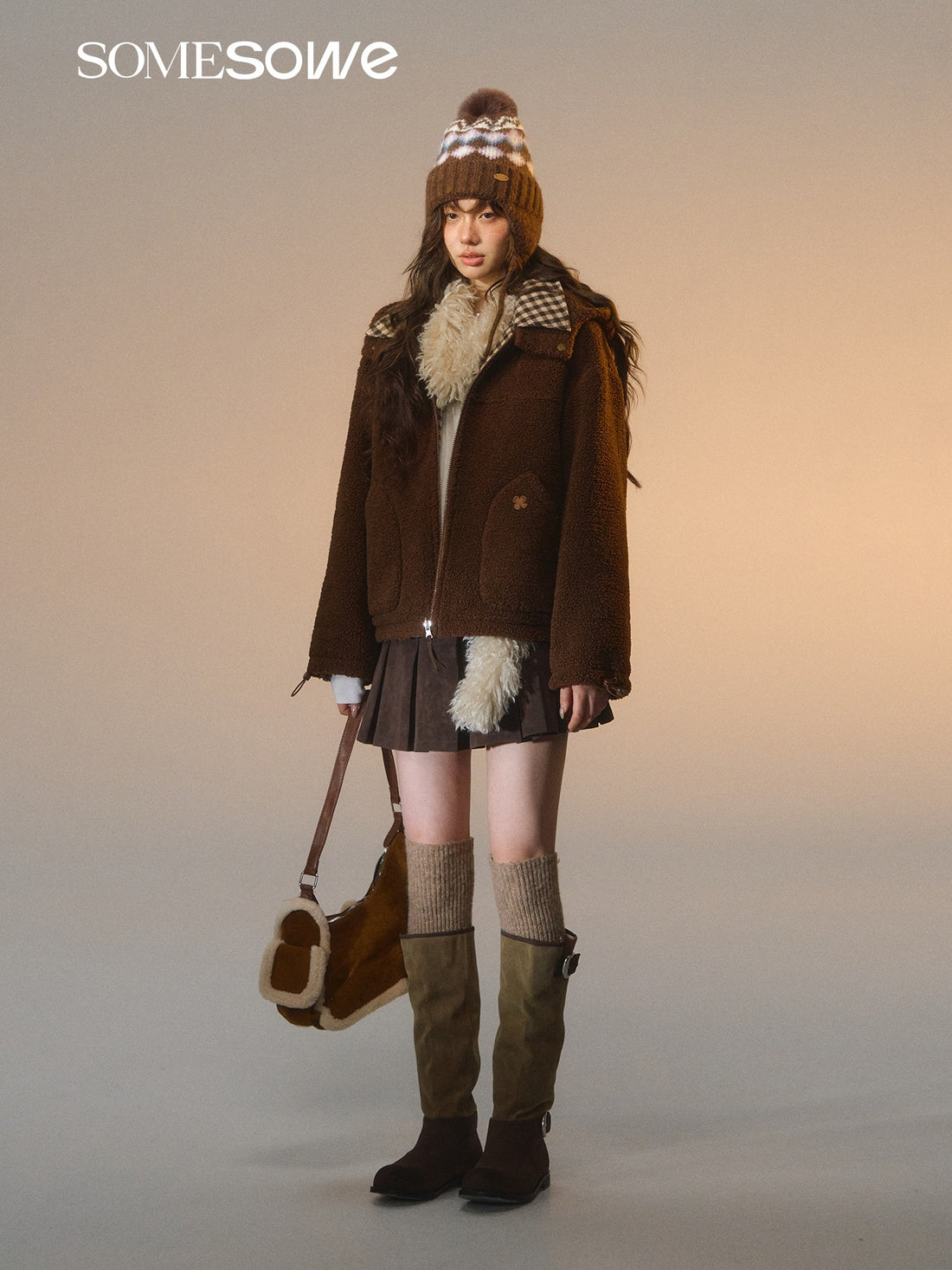 SOMESOWE S2508270 Double sided plaid patchwork fleece jacket