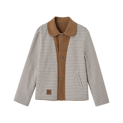 SOMESOWE S2508245 Doll collar suede leather jacket