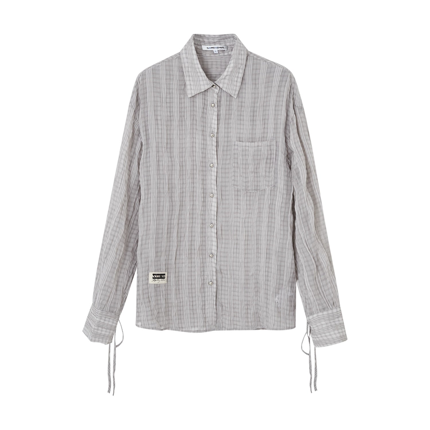 SOMESOWE S2508104 Pleated slightly transparent shirt (2color)