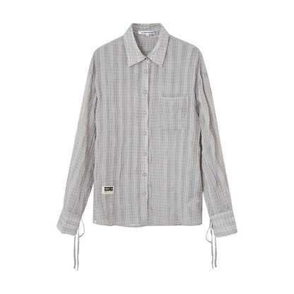 SOMESOWE S2508104 Pleated slightly transparent shirt (2color)