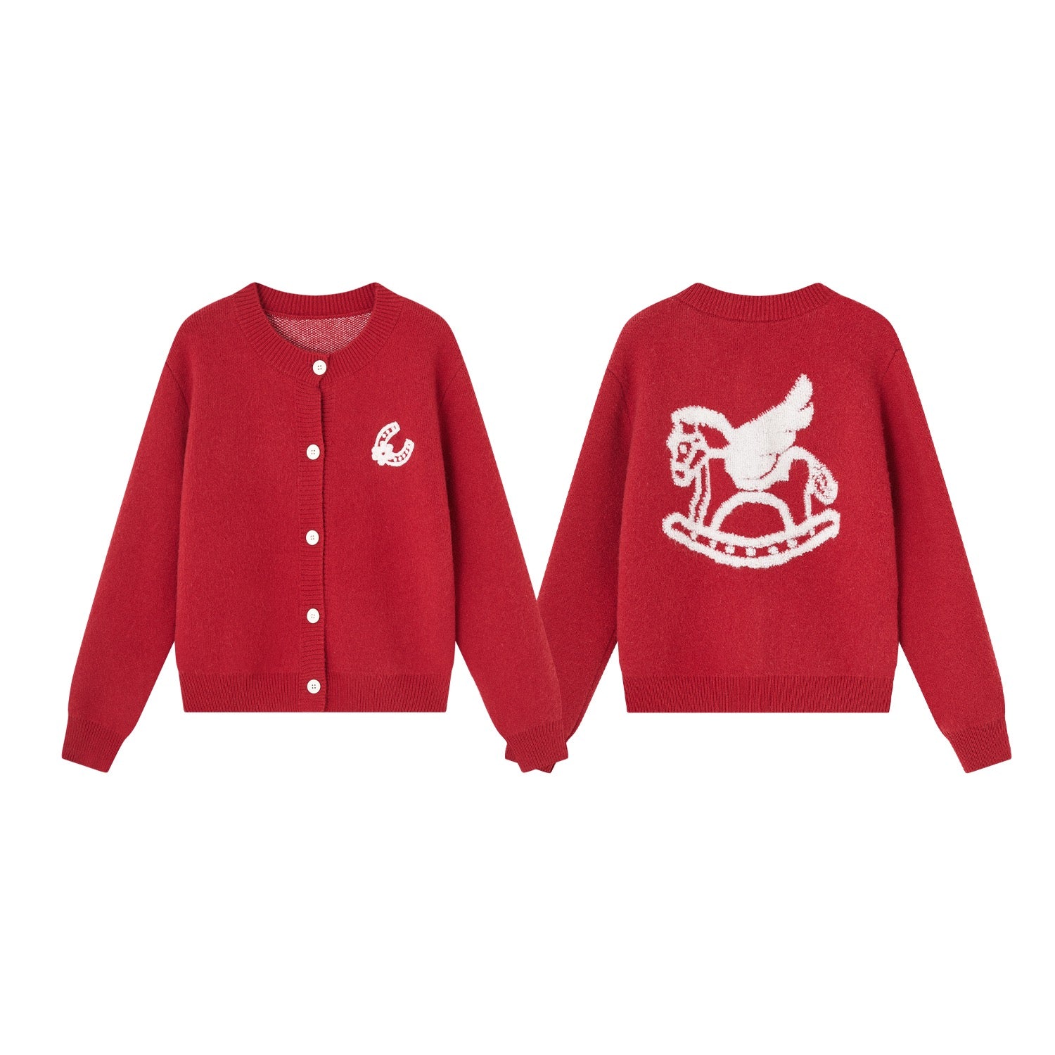 SOMESOWE S2508317 Lucky Pony Round Neck Cardigan