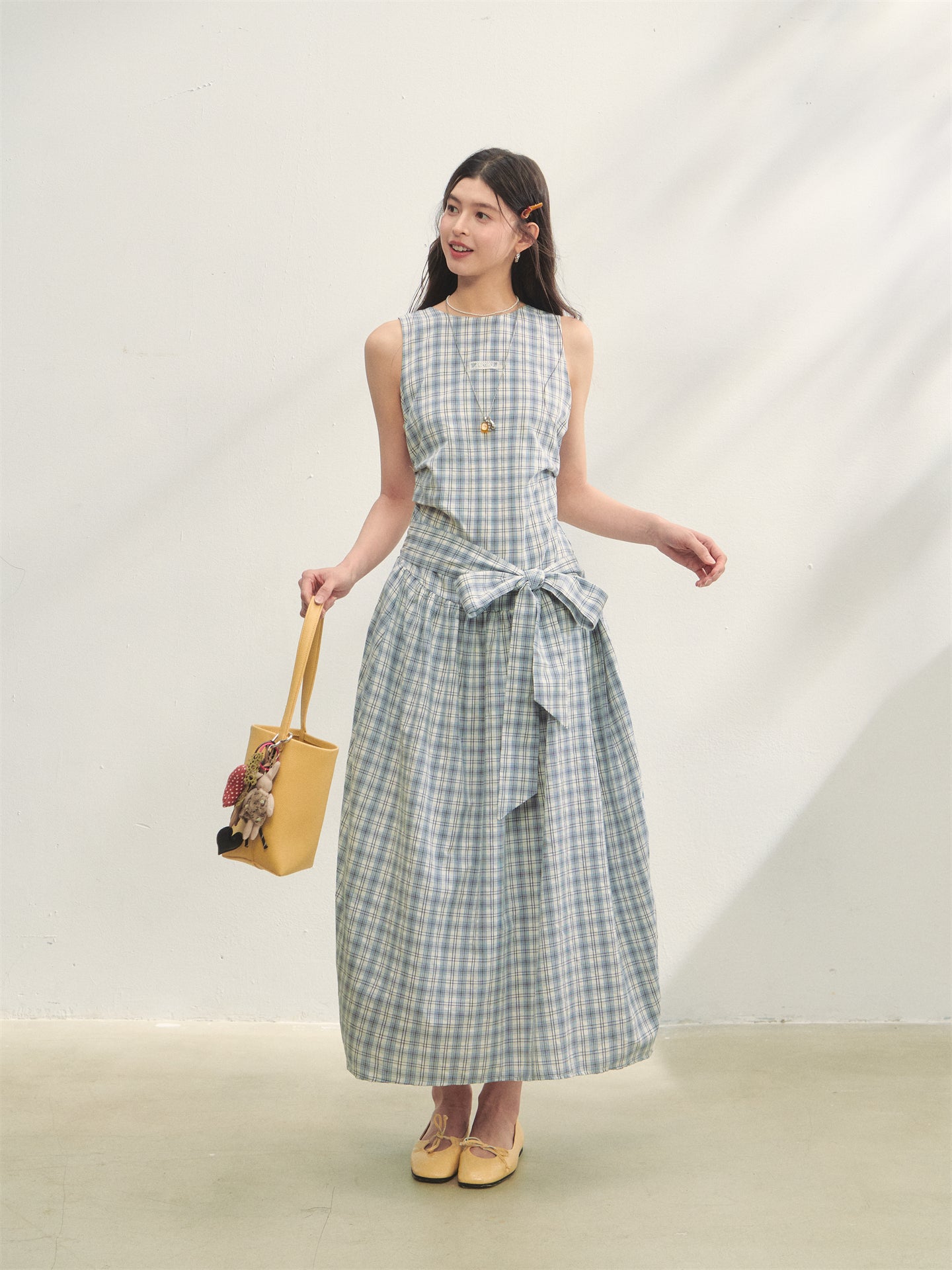 AsGony ASG25259 Plaid strap vest dress