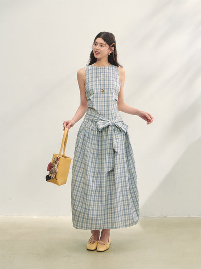 AsGony ASG25259 Plaid strap vest dress