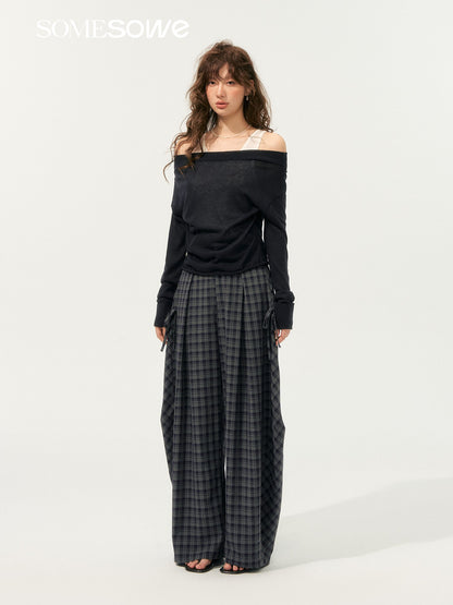 SOMESOWE S2508192 Fake two contrasting polka neck sweaters
