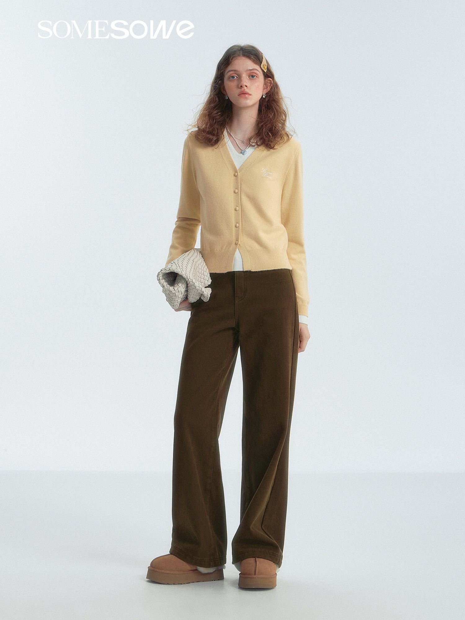 SOMESOWE S2407286 Corduroy spliced fleece slacks