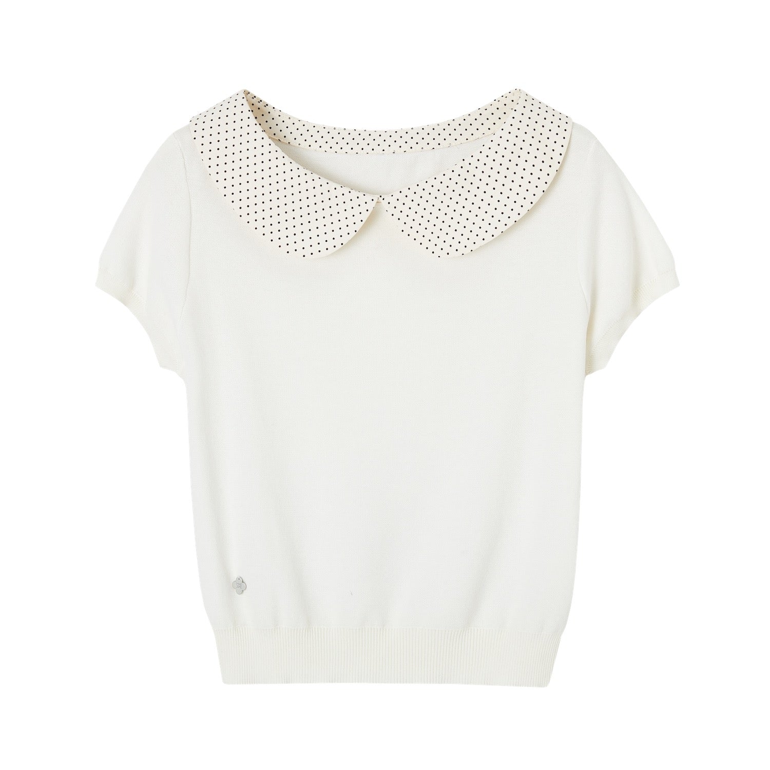 SOMESOWE S2609097 Doll collar patchwork knitted short sleeved shirt