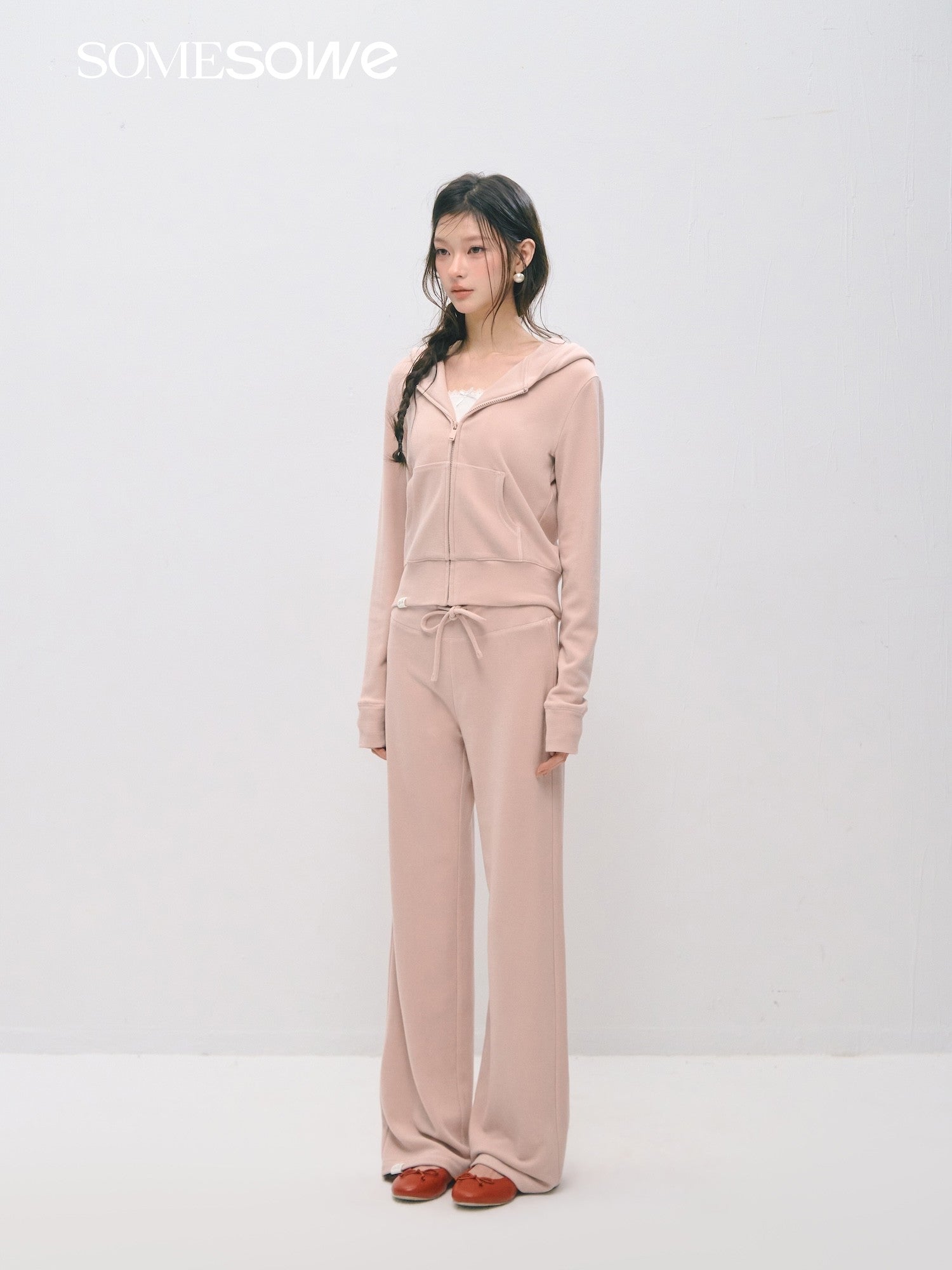 SOMESOWE S2509018&amp;S2509019 Cloud velvet soft hooded sweatshirt + pants set