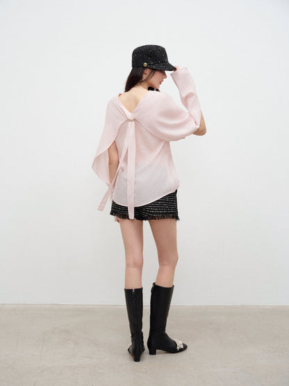 NONCESTNON N357 Stitch-Detail Long-Sleeve Top