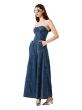 YJ1NGZYZJ Strapless Denim Jumpsuit