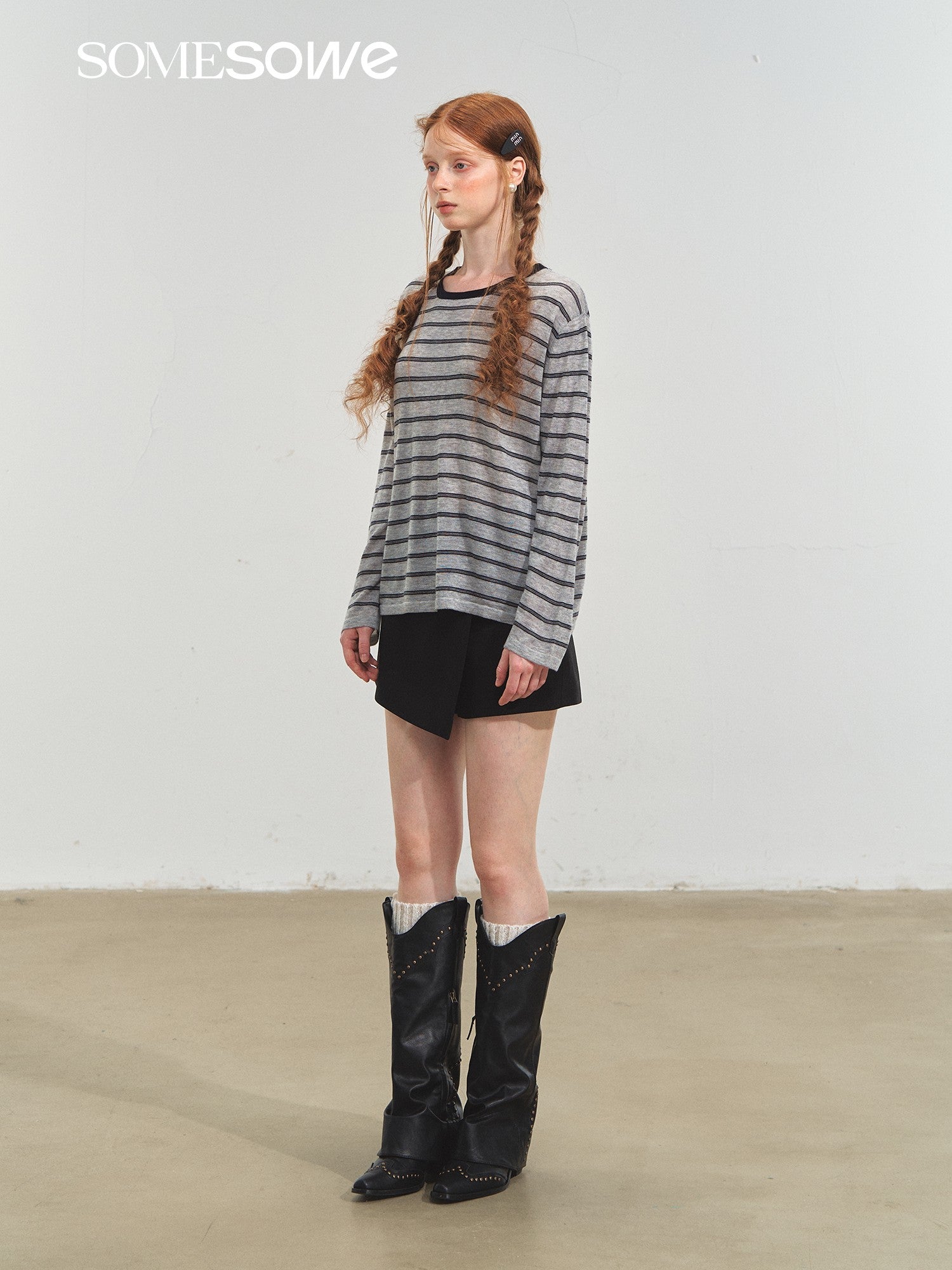 SOMESOWE S2508227 Vintage striped versatile knitted top