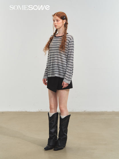 SOMESOWE S2508227 Vintage striped versatile knitted top