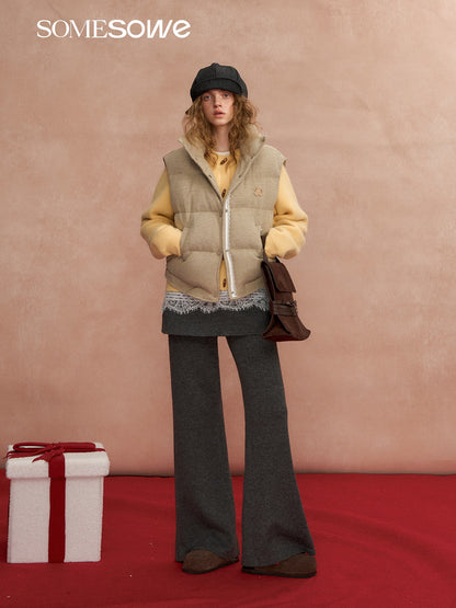 SOMESOWE S2508301 Lace patchwork stand up collar bread vest