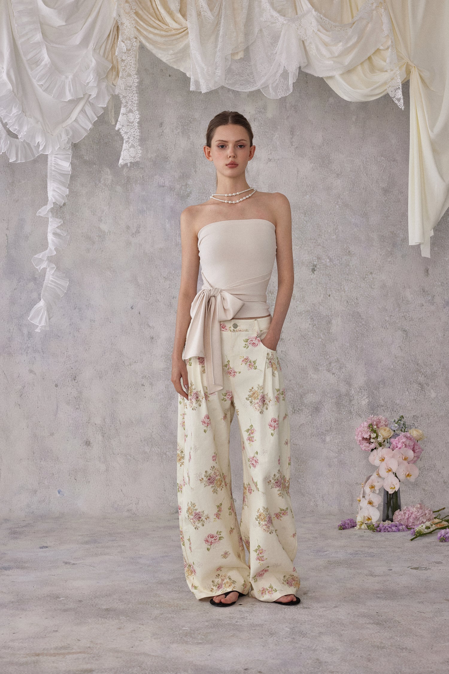 NOMEANSNO N166 Floral denim pants