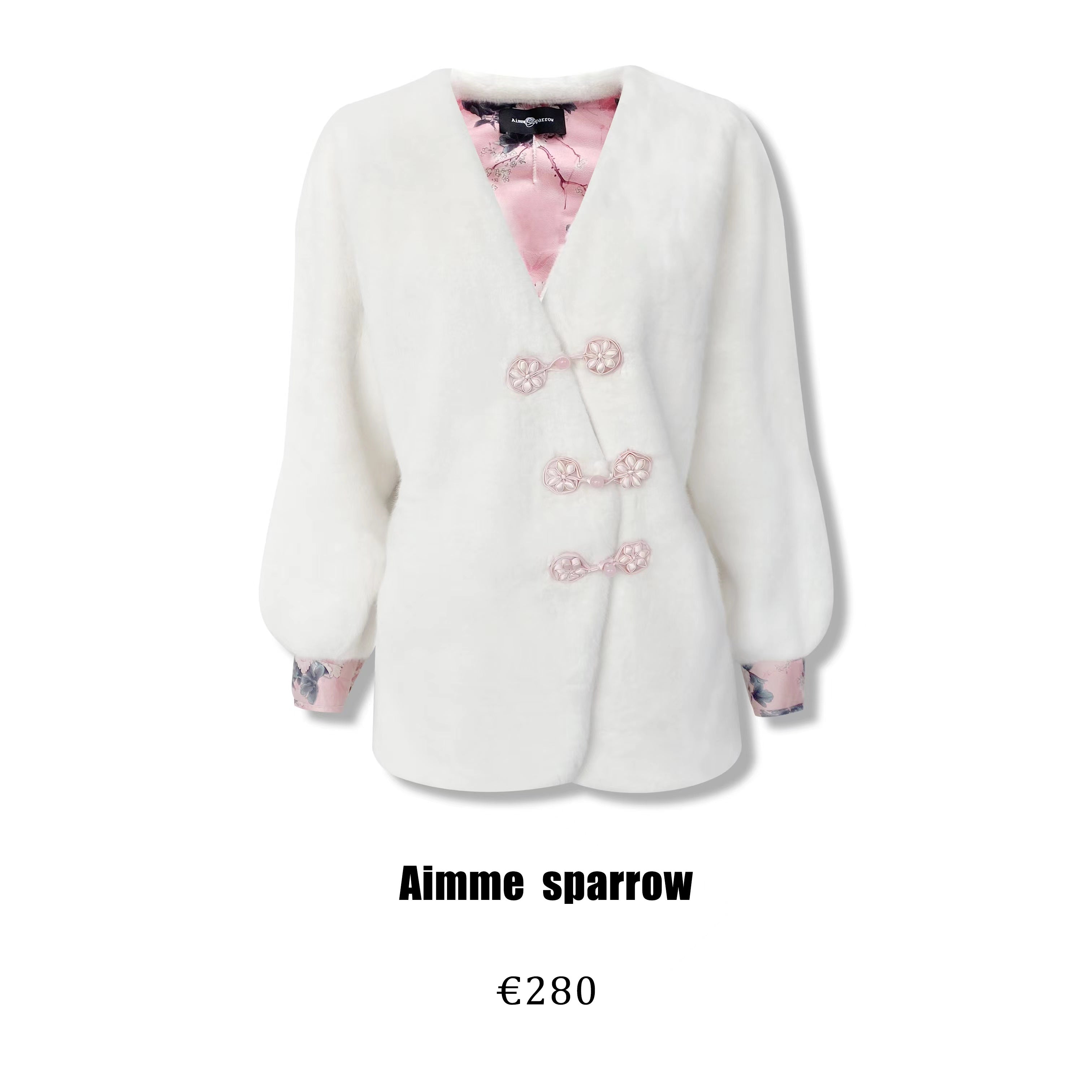 Aimme Sparrow 9067 Neo-Chinese V-neck fleece jacket