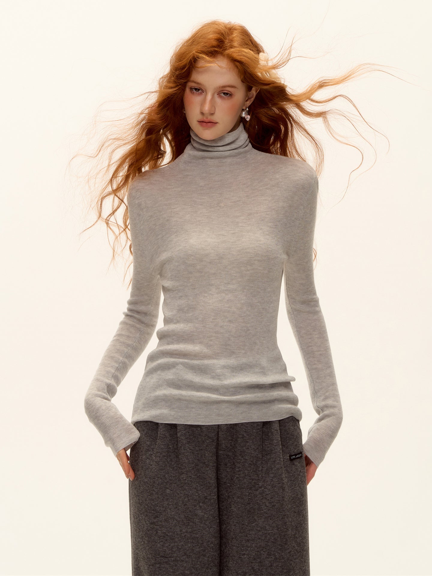 AsGony ASG25512 Wool high neck knitted versatile base sweater