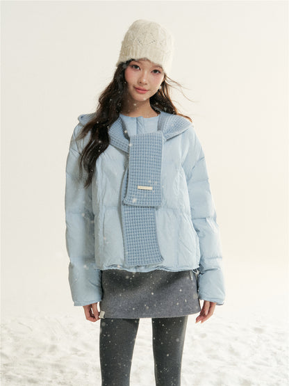 16DEWS 16D25515 White duck down round neck short down jacket