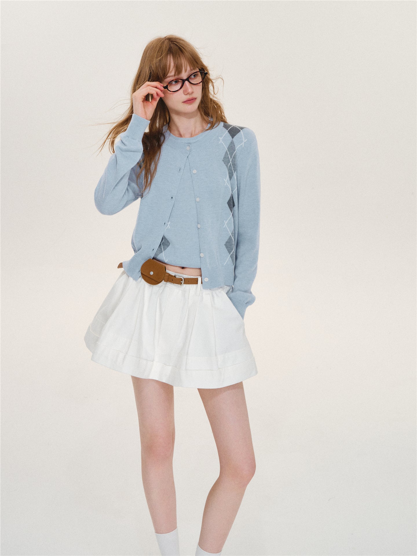 Asgony ASG26625 Cuffed Elastic-Waist Puffy Skort
