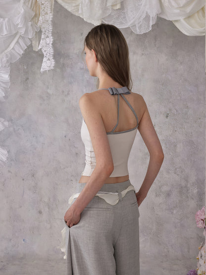 NOMEANSNO N160 Color blocking bow camisole (2color)