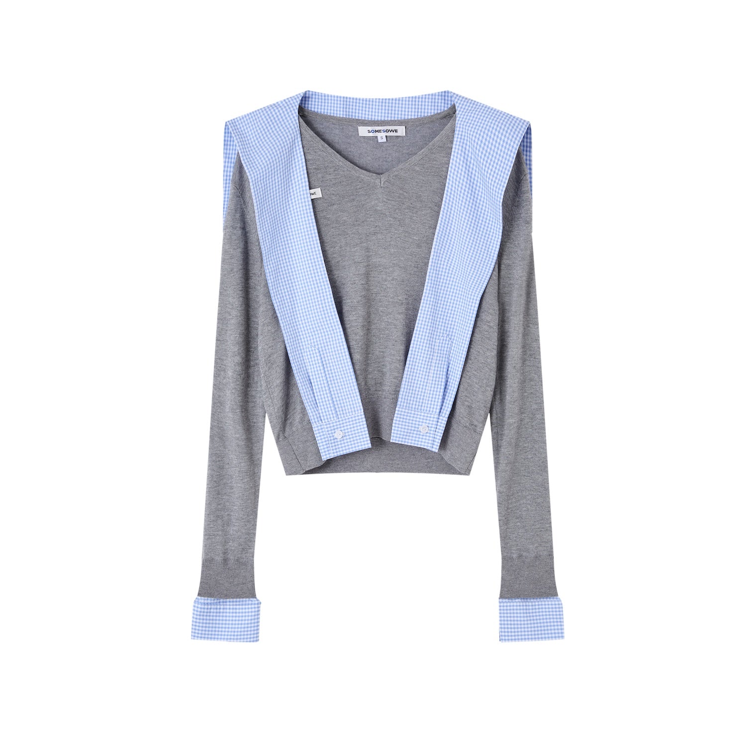SOMESOWE S2508182 Sailor collar spliced knit top
