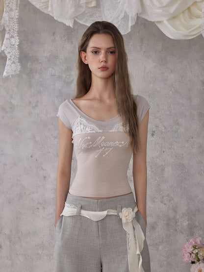 NOMEANSNO N191 Lace patchwork printed top