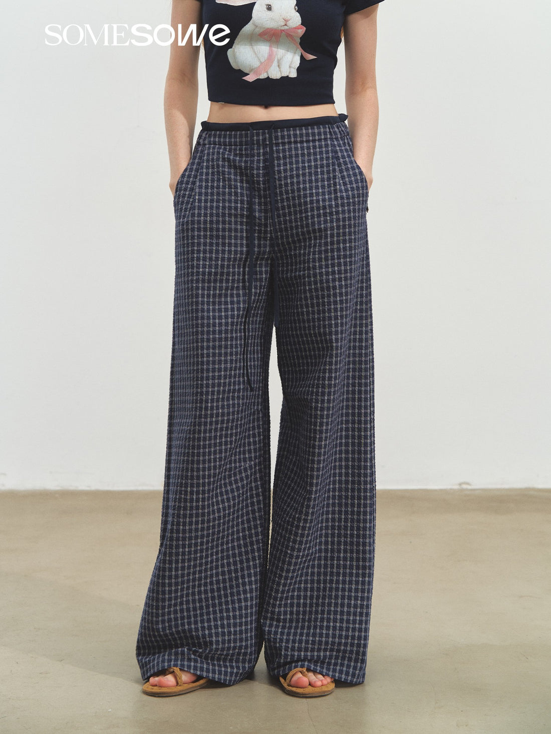 SOMESOWE S2508169 Plaid wide leg pants
