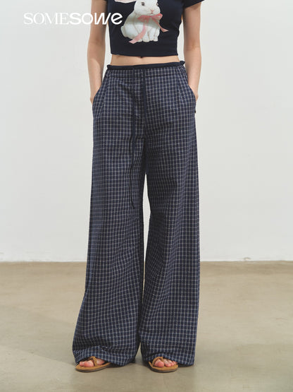 SOMESOWE S2508169 Plaid wide leg pants