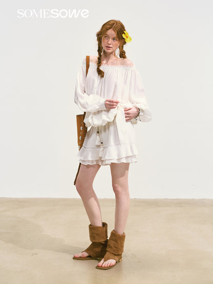 SOMESOWE S2508082&amp;S2508097 Lace patchwork top + skort set (seperate)