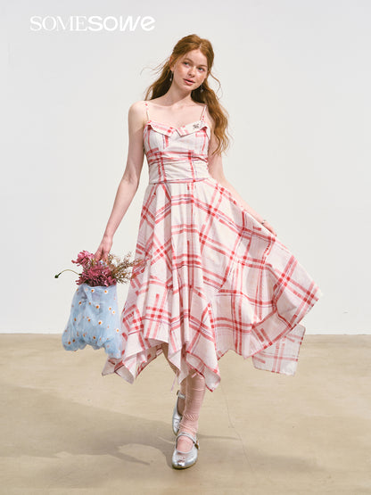 SOMESOWE S2508103 Plaid camisole midi dress