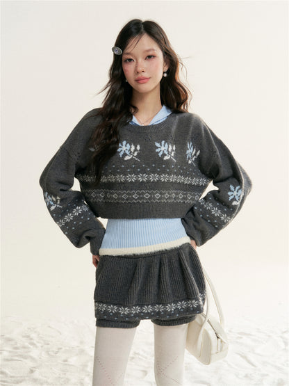 16DEWS 16D25545&amp;16D25546&amp;16D25547 Fel Island Jacquard Knitted Round Neck Hooded Sweater Set